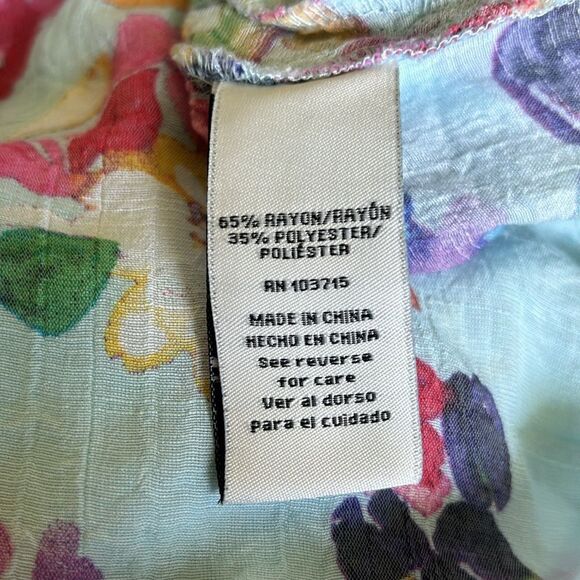 ZAC & RACHEL woman floral ruffle gauze blouse shirt top size 2X flowy vacation - Picture 8 of 9